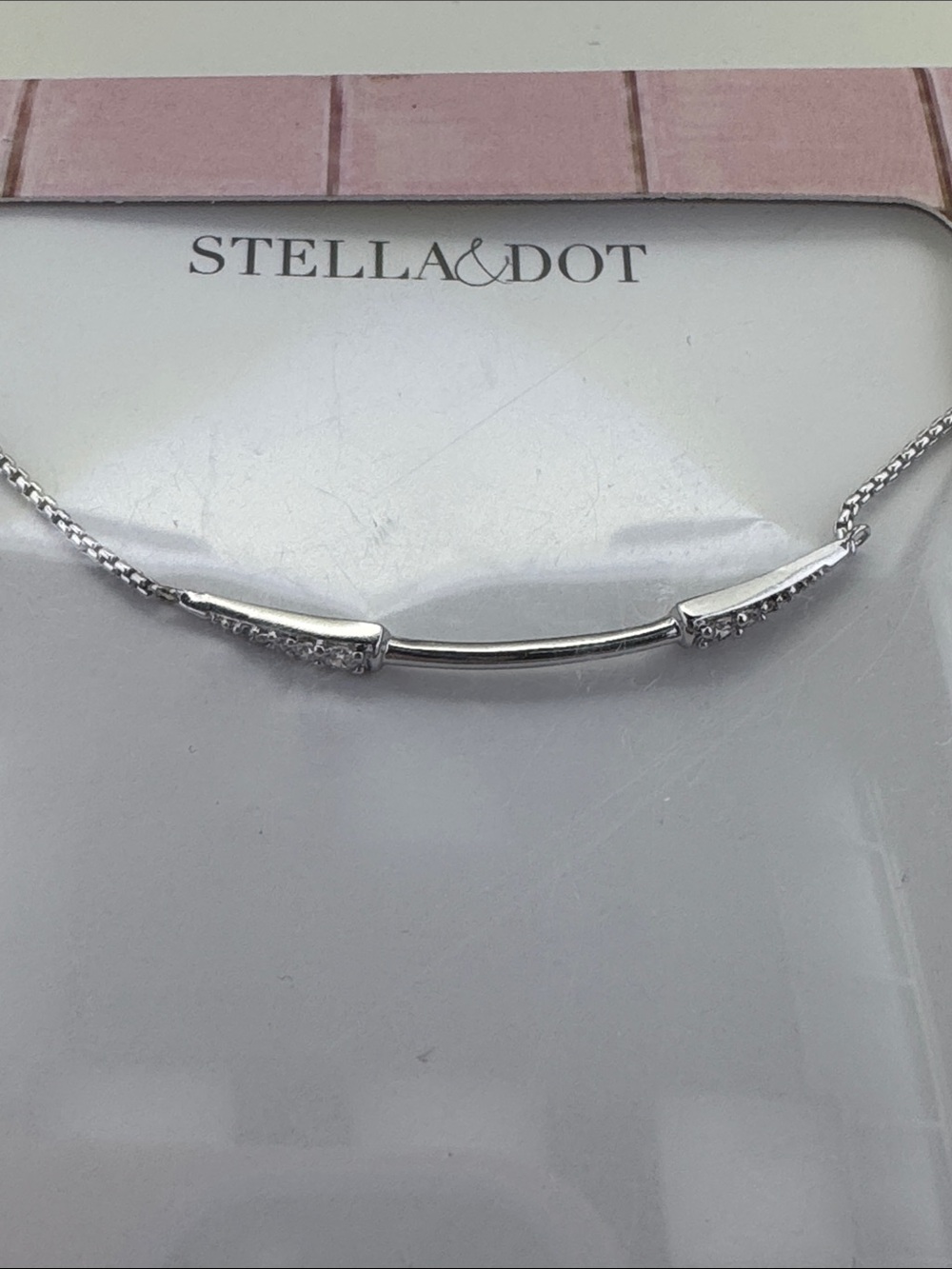 💛 Classic Stella & Dot Silver Curved Bar Bracelet | Adjustable - Picture 2 of 3